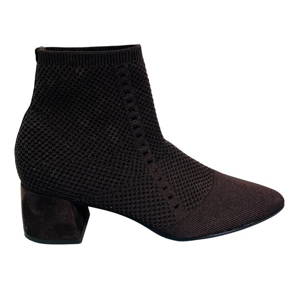 Eileen Fisher Size 8 Paron Stretch Crepe Knit Booties Chocolate Brown - Picture 9 of 11